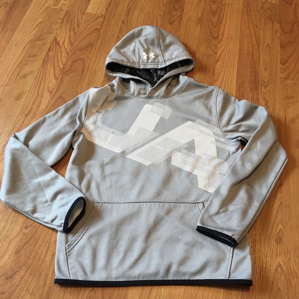 Boy’s Light Gray Under Armour Logo Hoodie